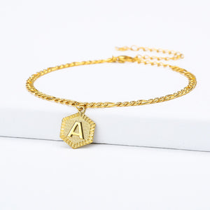 Gold Initial Anklets A-Z