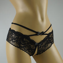 Load image into Gallery viewer, Crotchless Black Lace Underwear

